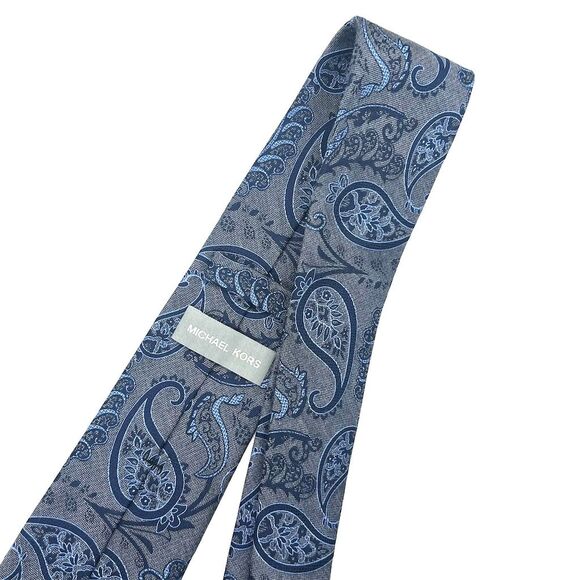 Michael Kors Men's Blue Paisley Silk Designer Tie - Picture 2 of 5